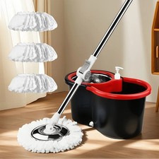 Spin Mop and Bucket with Wringer Set, 360 stainless steel Spinning Mop 4 Refills