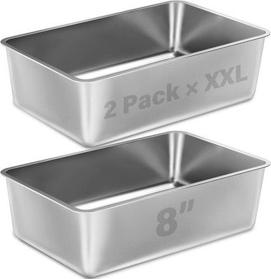 Stainless Steel Litter Box 2 Pack, 23.6x15.8x8 Inch(Deep) Stainless Steel Cat