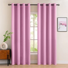 Curtains Pink Opaque With Eyelets, Beautiful Soft Blackout Curtains To V...