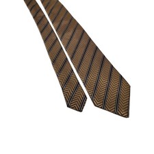 Ermenegildo Zegna Silk Tie   Gold Geometric, 57" x 3 1/2", Made in Italy