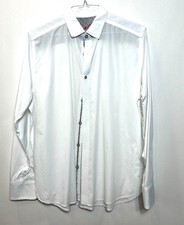 Robert Graham Solid White Button Down Shirt Size Large Contrast Cuff