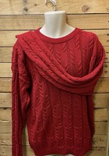 Ralph Lauren Chaps Jumper, Men  s Cable Knit, Red, 48 In Chest, 100 Cotton