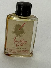 Vintage Sparkling Gold Toilet Water Bottle Fuller Brush Collectible Vanity Decor