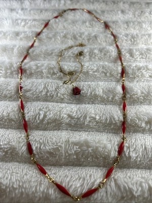 Necklace and bracelet Red Rose.