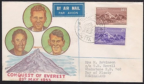 INDIA 1953 Conquest of Everest set on registered FDC to New Zealand........D7076