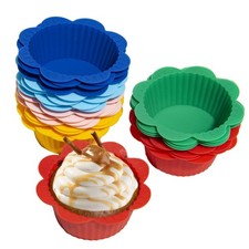 NonStick Reusable Silicone Muffin Cupcake Liners Baking Cups 24Pcs6Colors
