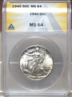 1940 WALKING LIBERTY HALF DOLLAR ANACS MS64 7959276