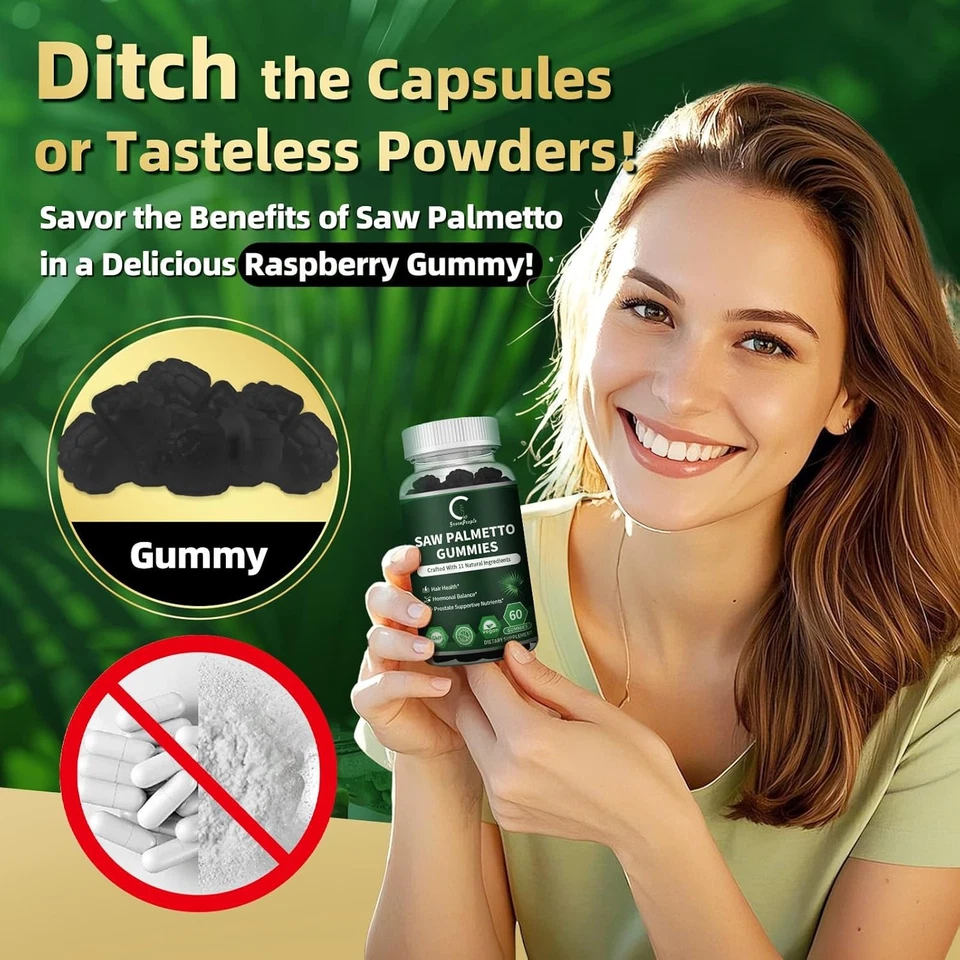 Saw Palmetto Gummies for Prostate Supplements, DHT Blocker, Hormonal Balance - Image 4 of 4