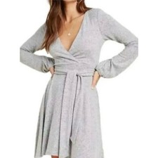 Saturday Sunday Women’s Gray Wrap Dress - Cozy Long-Sleeve Wrap Dress small NWT