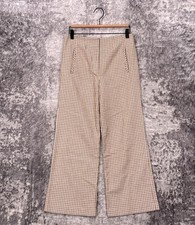 Veronica Beard Pants 4 Womens Dova Houndstooth Check Wide Leg Crop Trouser