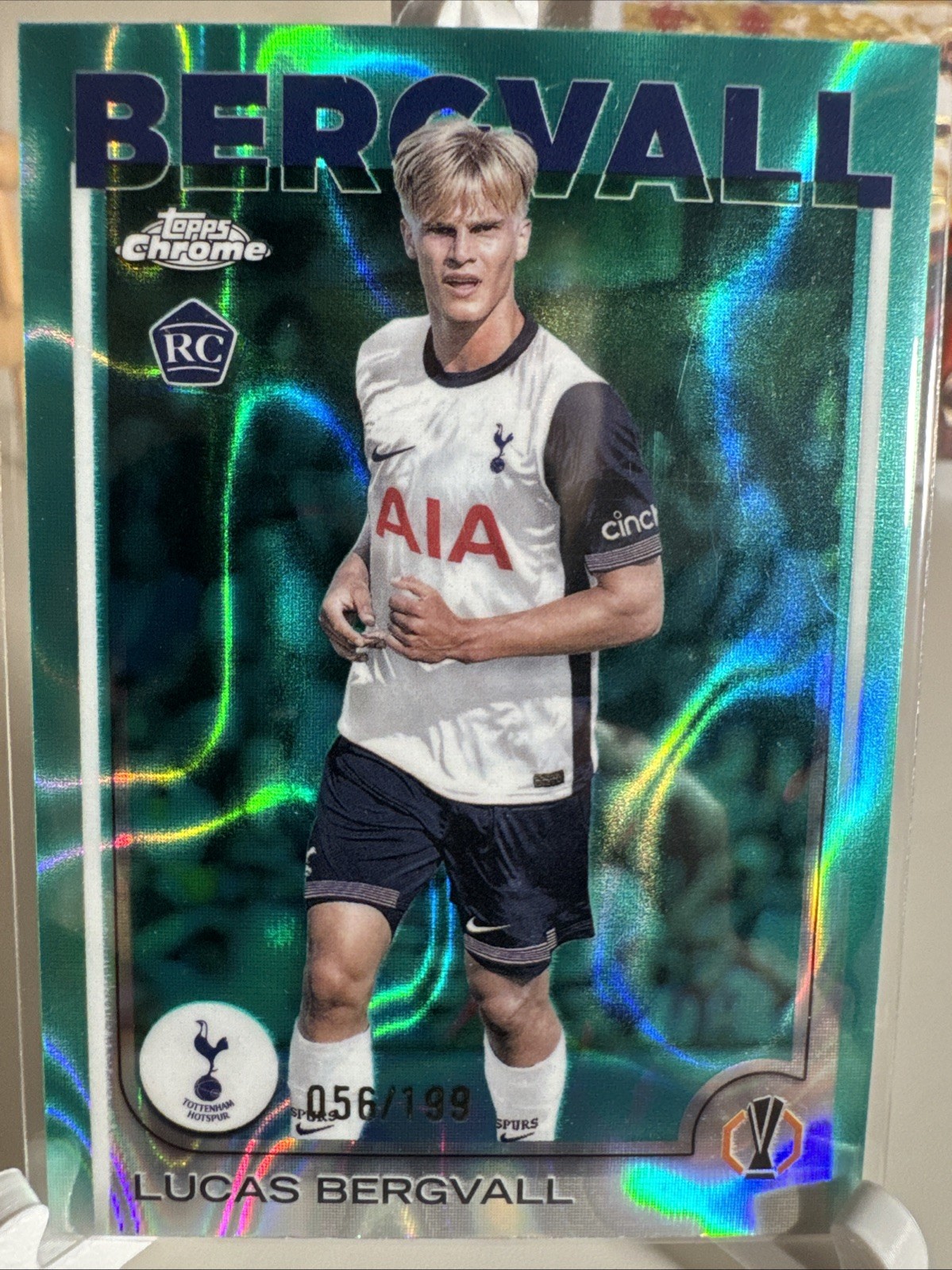 Lucas Bergvall 2024-25 Topps Chrome UEFA #112 Rookie Aqua Lava /199 RC