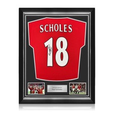 Paul Scholes Signed Manchester United 1998-00 Football Shirt. Superior Frame