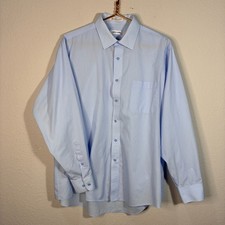 Pierre Cardin Mens Blue Long Sleeve Button Up Shirt Size Large Cotton Polyester