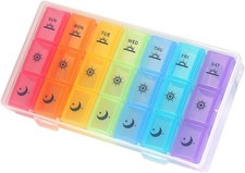 ROUND 7 DAY PILL BOX ORGANIZER FOR MEDICINE TRAVEL CASE HOLDER WEEKLY DAY NIGHT