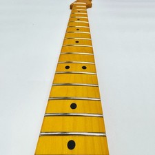 22 Fret Maple Electric Guitar Neck 25.5 Inch, Yellow Satin Finish, Dot Inlay,