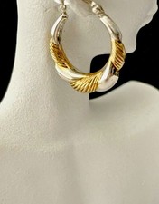 Gold Vermeil Over Sterling Silver Twisted Hoop Earrings 0.75''