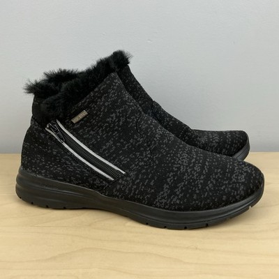 Telic Women s Size 10.0 Apres-Ski Black Knit Ankle Boots Zip Faux Fur Booties