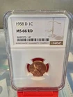1958 1C Denver NGC MS66RD Lincoln Cent - No Reserve