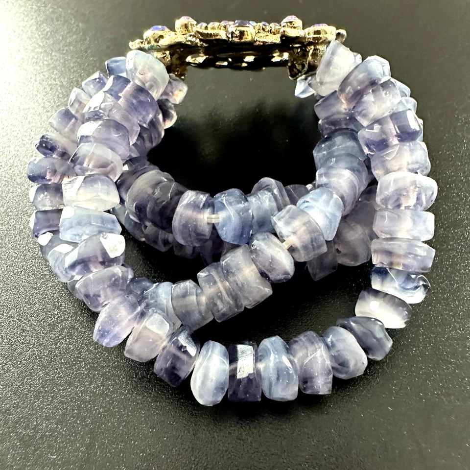 Brazalete Firmado Kirks Folly Moon Cara Púrpura 3 Hilos Banda Iridiscente RS #355 Foto 4 de 4