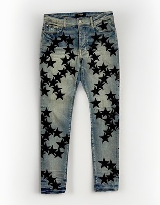 希少 AMIRI×Chemist レザースターデニム 28 AMIRI X CHEMIST STAR LEATHER APPLIQUÉD BLUE JEANS SIZE: 34 | eBay