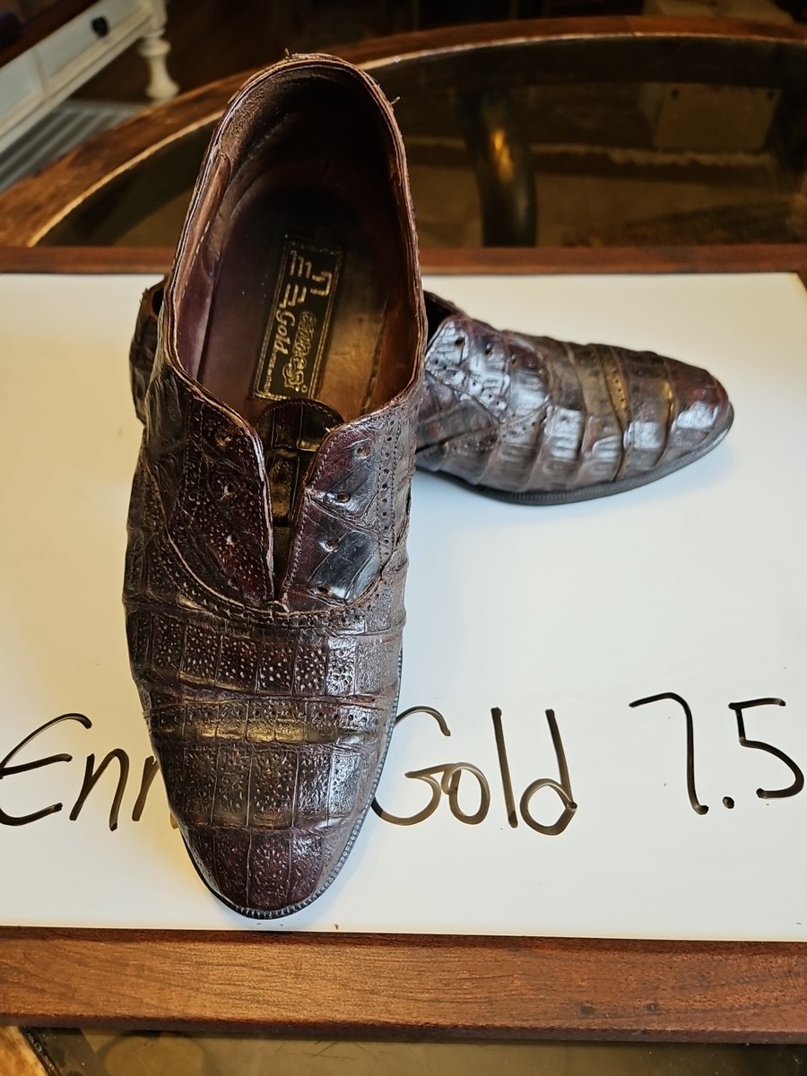 Vintage Ennesi gold men’s Italian patent leather shoes. Size 7.5. New with tags. Cesare Paciotti Luxury Italian Men main image 4