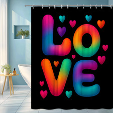 Colorful Love Shower Curtain for Fun Bathroom Decor