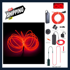 El Wire Red 16.4ft Neon Light Strip Battery Pack Flexible Cuttable For Parties