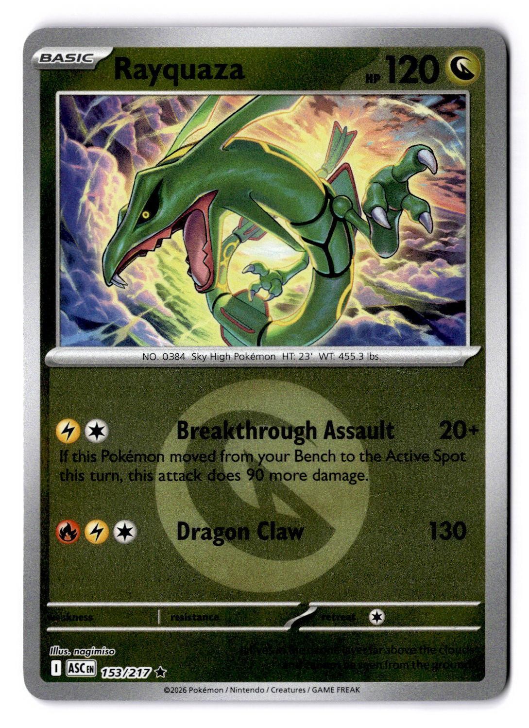 Pokemon TCG Rayquaza (Energy Pattern) 153/217 Ascended Heroes Reverse Holo NM