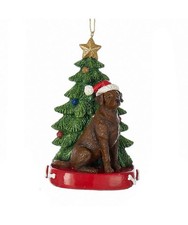 Chocolate Labrador With Christmas Tree Ornament C7954CLB w