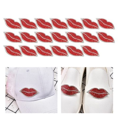 20Pcs Red Lip Rhinestones Resin Crystal Hot Pattern Clothing Decorat DSO