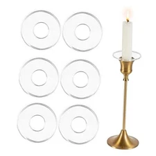 Candle Wax Catcher Set Pack Clear Glass Bobeches for Taper Small 6 Round