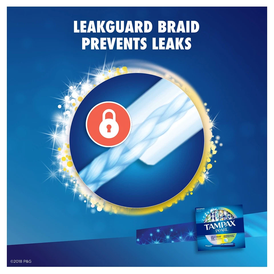 Tampax Pearl Tampons Light/Regular/Super Absorbency with LeakGuard Braid Triple - Immagine 3 di 4