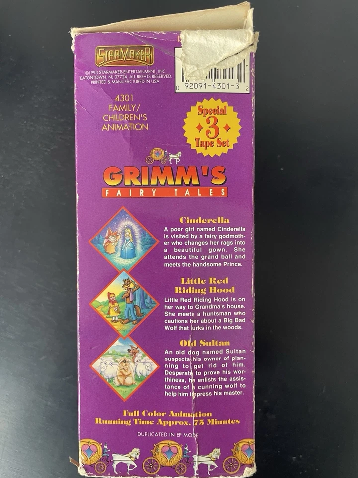 GRIMM'S FAIRY TALES 1993 VHS Cartoon Anime Cinderella 3 Tape Set - Image 2 of 4