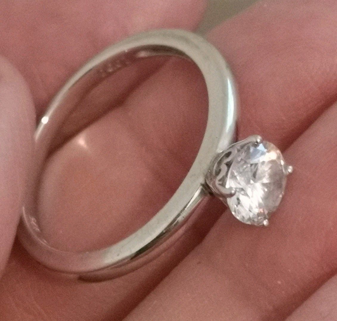 925 Sterling Silver Solitaire Ring  signed DQCZ s… - image 1