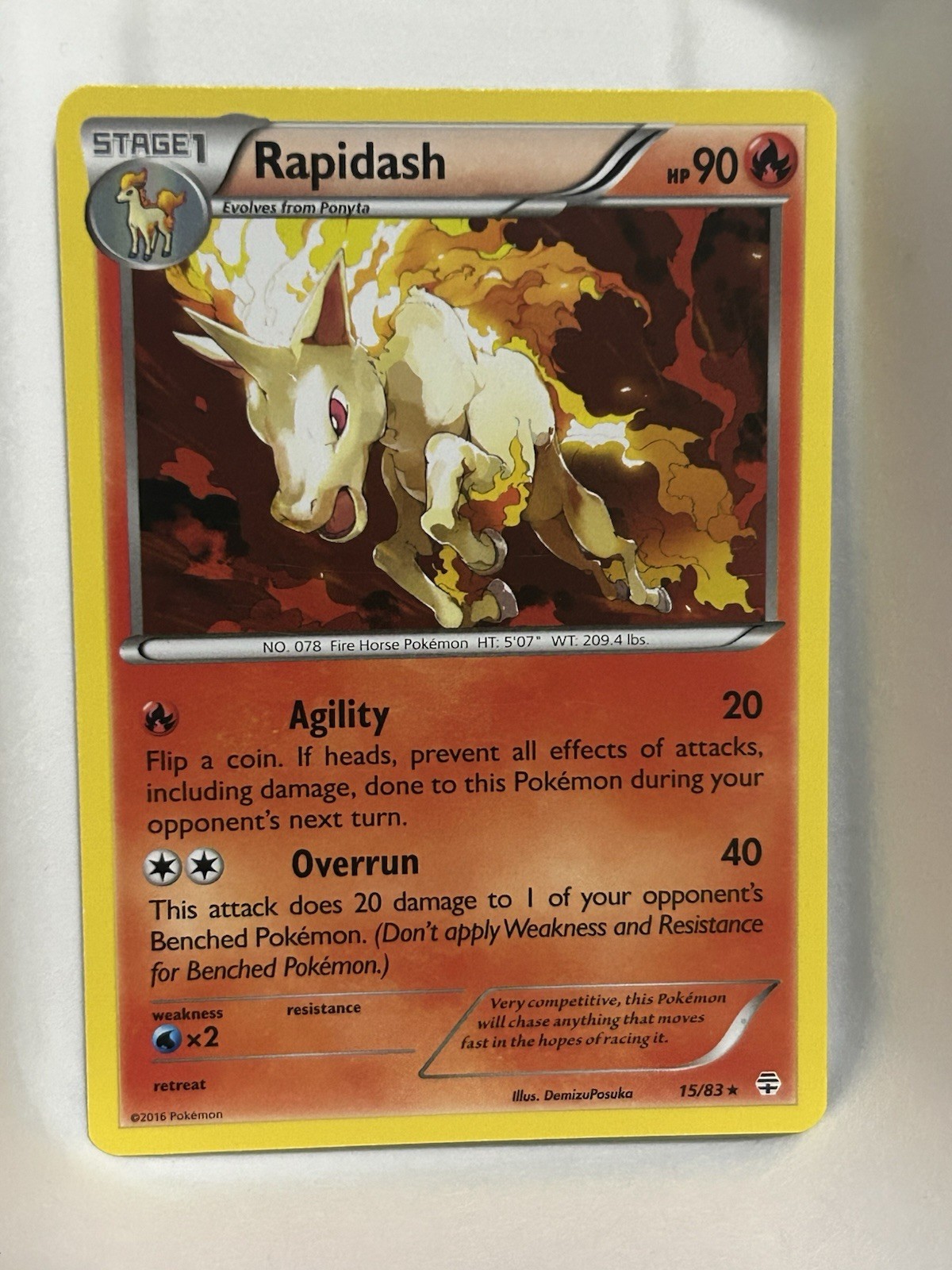 2016 Pokémon XY Generations #15/83 Rapidash Rare Regular TCG Nm.
