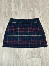 Avenue Tartan Mini Skirt Check Navy Red Plaid Wool Blend Size 18 Y2K Fully Lined