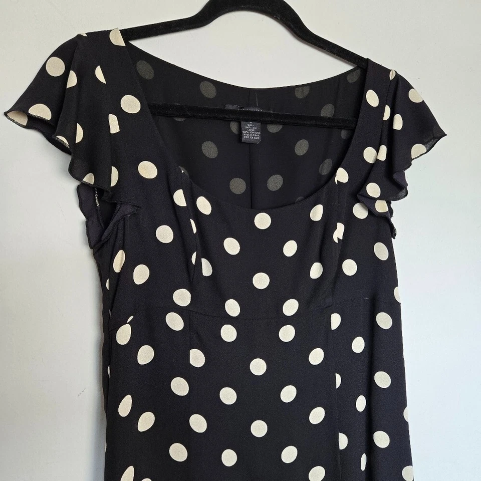 Ограниченный шелк завышенной талии в горошек Shift платье женщин 4 винтажный Y2K ретро - Изображение 3 из 4