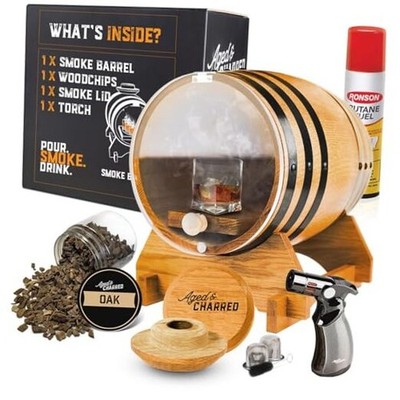 Old Fashioned Cocktail Kit for Whiskey, Bourbon & Smoke Barrel Kit With Butane