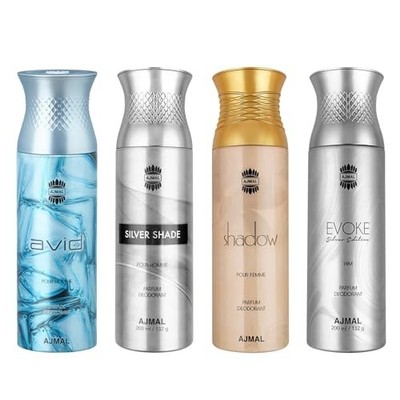 Ajmal Men Deodorant Combo Pack 4 x 200ml Avid Silver Shade Shadow Evoke