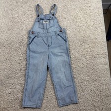 OshKosh B'gosh Overalls Toddler 3T Blue Hickory Stripe Excellent Vestbak Denim