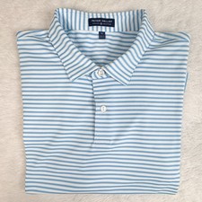 Peter Millar Crown Crafted Performance Polo Shirt Men's Striped Blue Green XL