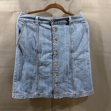 Vtg 2007 Eddie Bauer Stonewash Denim Mini Skirt Button Front Pockets Sz 6