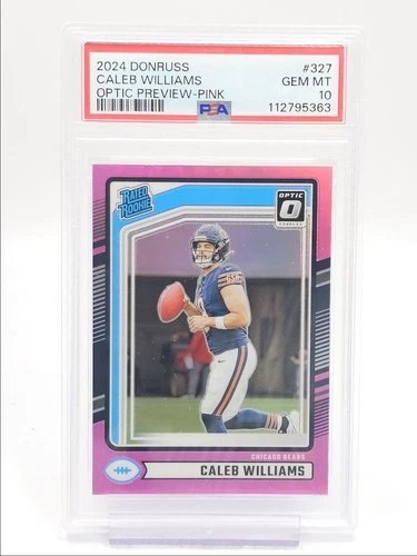 CALEB WILLIAMS 2024 DONRUSS OPTIC PREVIEW RATED ROOKIE PINK B RC PSA 10 Q0004