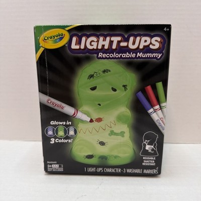 Crayola Light-Ups Recolorable Mummy w/3 Washable Markers Glows Halloween NEW