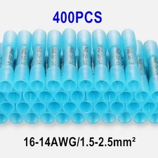 400 PCS Blue 16-14 AWG Heat Shrink Butt Connectors Crimp Waterproof Terminals