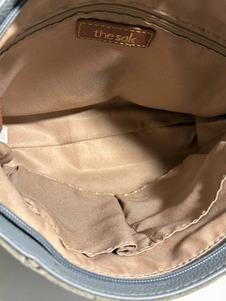 Bolso de Hombro Vintage The SAK “De Young” Hobo Slouch 100% Cuero Azul Pizarra Foto 3 de 4