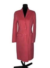 Vtg Oscar de la Renta Wool Blend Long Coat Pink Single Breasted Topper Sz Small