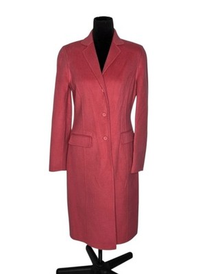 Vtg Oscar de la Renta Wool Blend Long Coat Pink Single Breasted Topper Sz Small