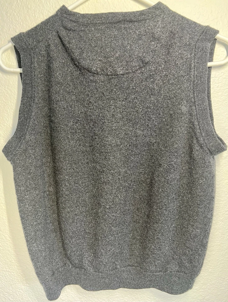 NORDSTROM Suéter Chaleco Grande L 100% Lana Merino Extra Fina Cuello en V Gris Oscuro Foto 3 de 3