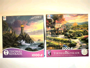 Lot Of 2 Ceaco Thomas Kinkade 1000 Pc Puzzles